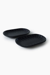Hermia X00017597 Juego de Fuentes de Gres Cerámico Negro Mate 13x22 cm (2 Piezas)